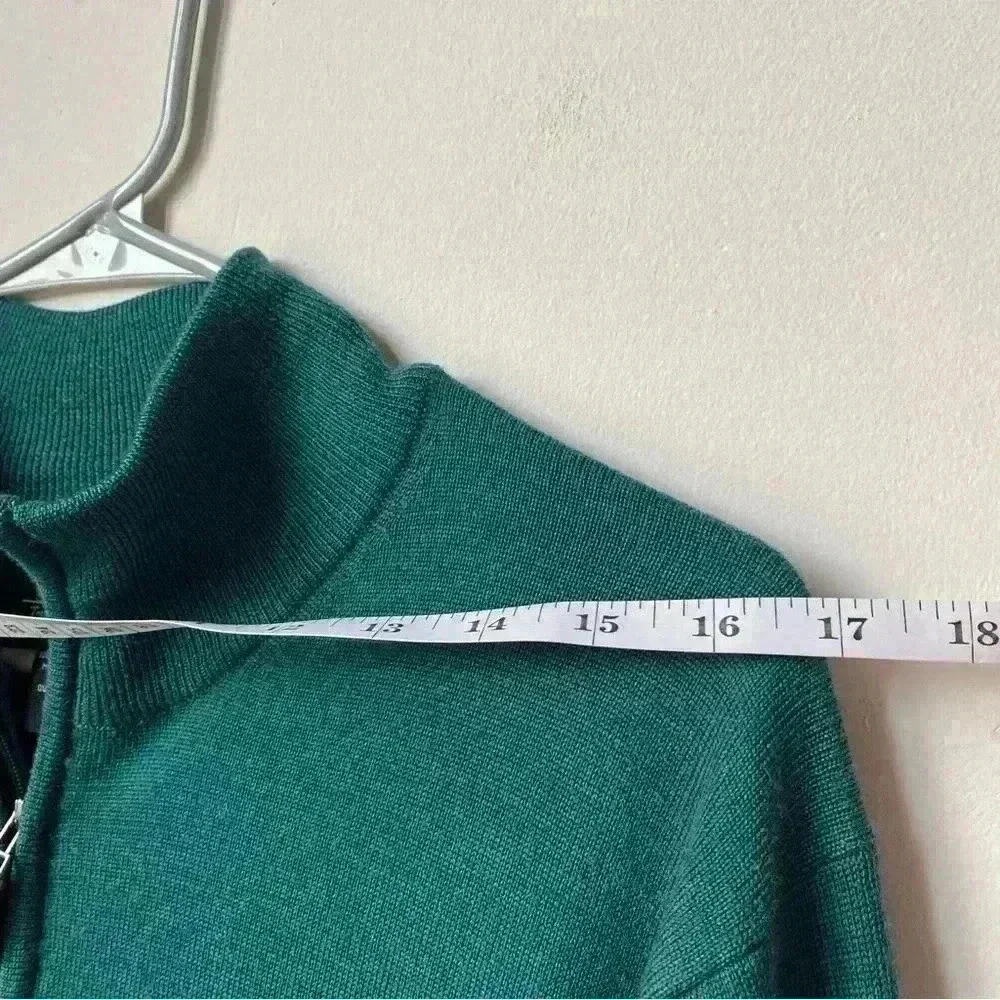 Men’s Jos. A. Bank Half-Zip Sweater - 100% Merino Wool, Large, Blue-Green
